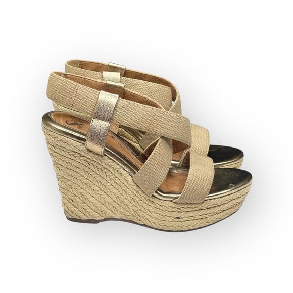 Sofft  Perla Wedge Slingbacks Espadrilles Sandals  Truffle Metallic Gold  6.5 - Picture 2 of 16